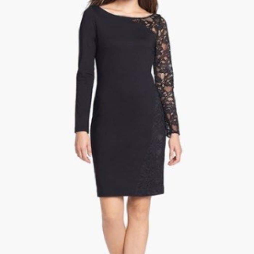 Trina Turk Lace Sleeve Black Dress
